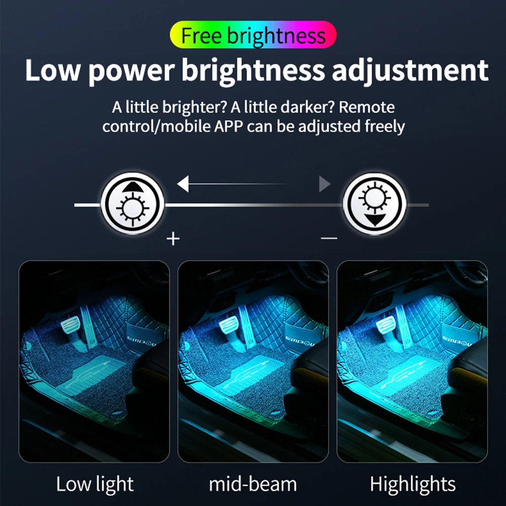 LED Car Interior Ambient Lights Foot Strip Lighting Kit