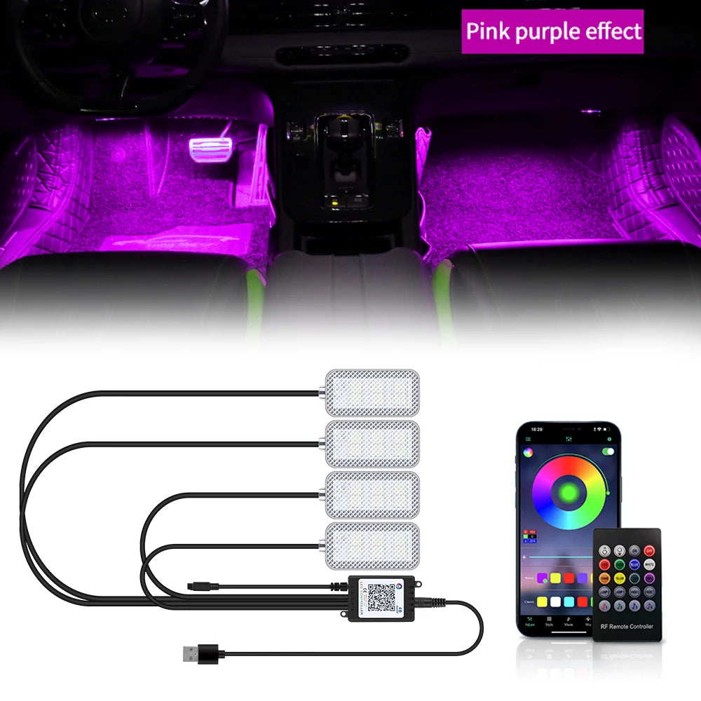 LED Car Interior Ambient Lights Foot Strip Lighting Kit