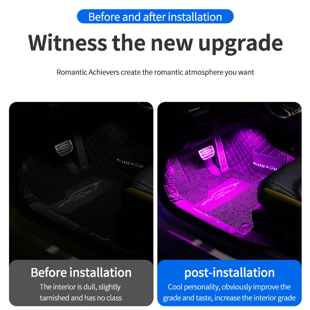 LED Car Interior Ambient Lights Foot Strip Lighting Kit