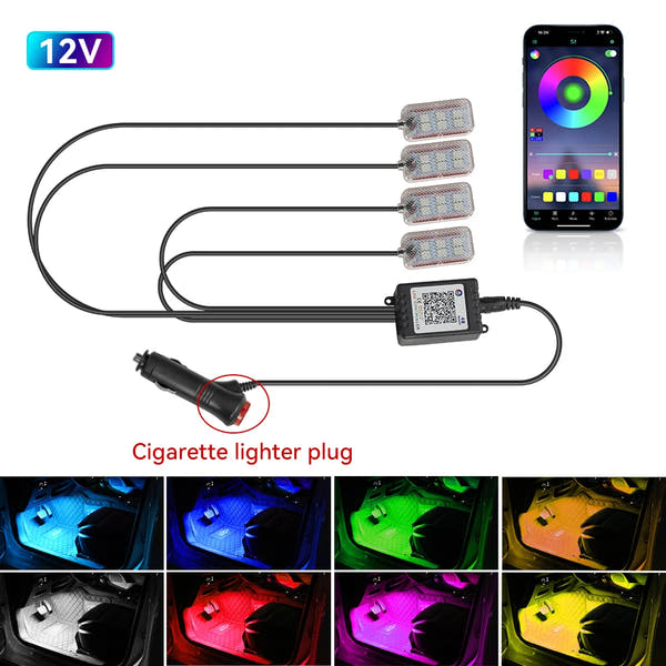 LED Car Interior Ambient Lights Foot Strip Lighting Kit